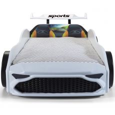 Дитяча ліжко машина GT18 4x4 Turbo White з підсвіткою, спойлер